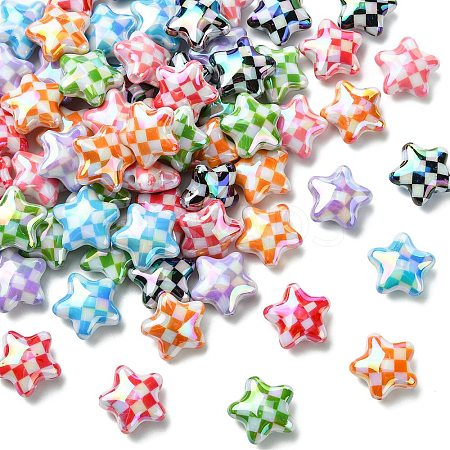 Electroplate Printed Opaque Acrylic Beads MACR-CJC0004-35-1-1