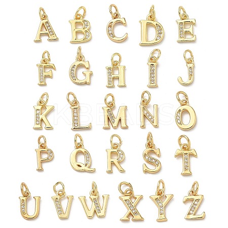 Brass Micro Pave Cubic Zirconia Charms KK-I382-03G-1