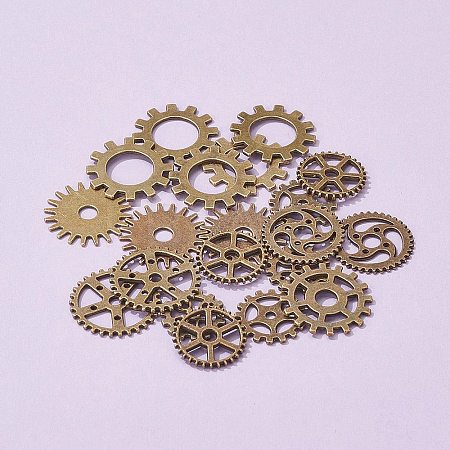 20Pcs Metal Alloy Steampunk Gear Charms Connectors Cog Pendants TIBEP-FS0001-04AB-1