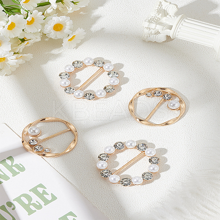 4Pcs 2 Styles Alloy Rhinestone Buckles AJEW-LP0010-55-1
