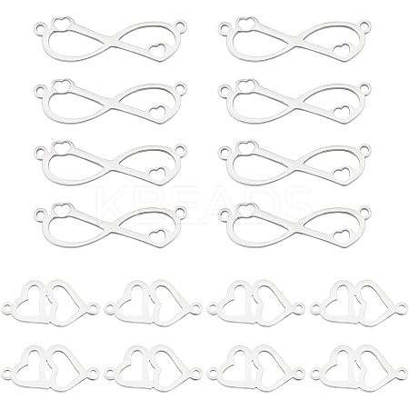 HOBBIESAY 20Pcs 2 Styles 201 Stainless Steel Connector Charms FIND-HY0001-18-1