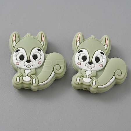 Squirrel Food Grade Eco-Friendly Silicone Beads LS-SIL-WH0012-030D-1