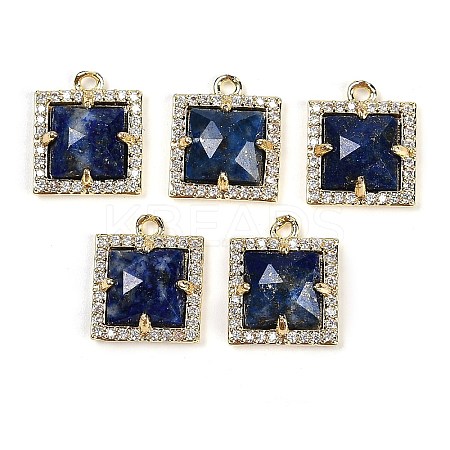 Natural Lapis Lazuli Faceted Square Charms G-I375-06G-02-1