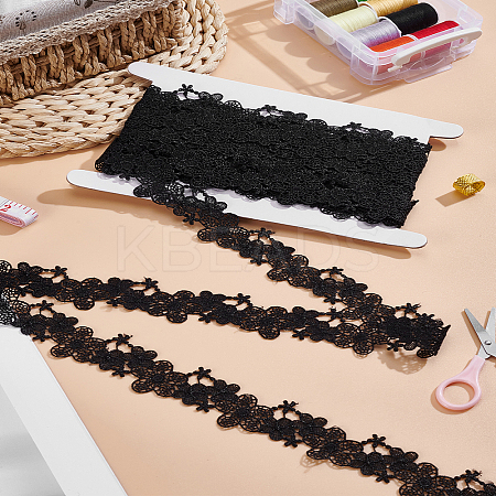 5 Yards Polyester Embroidery Flower Lace Trim OCOR-LP0004-51B-1