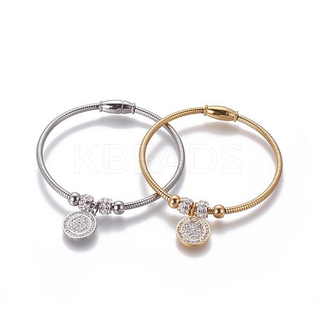 304 Stainless Steel Charms Bangles BJEW-P258-07-1