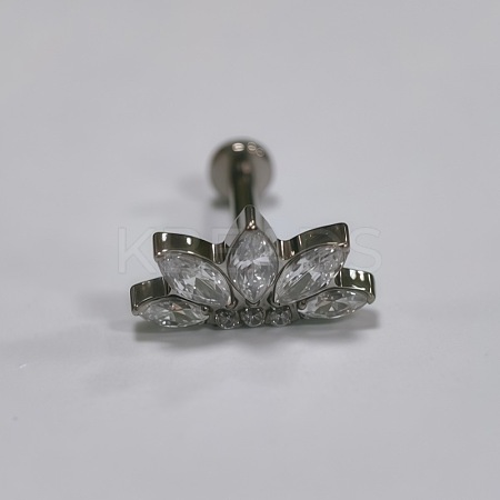 Flower Titanium Alloy Pave Cubic Zirconia Internally Threaded Labrets FS-WG35145-01-1