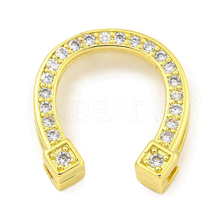 Rack Plating Brass Micro Pave Clear Cubic Zirconia Slide Charms KK-B091-41G-1