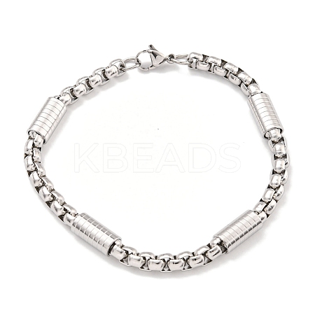 Tarnish Resistant 201 Stainless Steel Box Chain Bracelets for Women BJEW-R318-03C-P-1