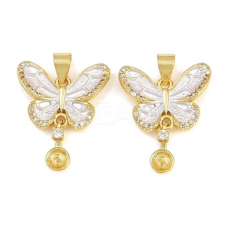 Brass Micro Clear Cubic Zirconia Peg Bails Pin Pendants KK-CBA6A75-51B-G-1