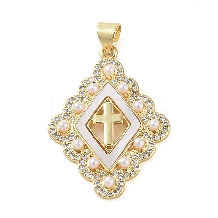 Brass Micro Pave Clear Cubic Zirconia Pendants KK-Q813-16A-G-1