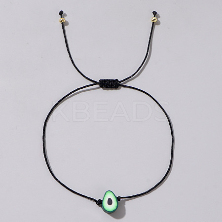 Fruit Avocado Polymer Clay Braided Bead Bracelets LP5577-4-1