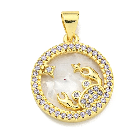 Brass Micro Pave Clear Cubic Zirconia Pendants KK-K354-04G-06-1