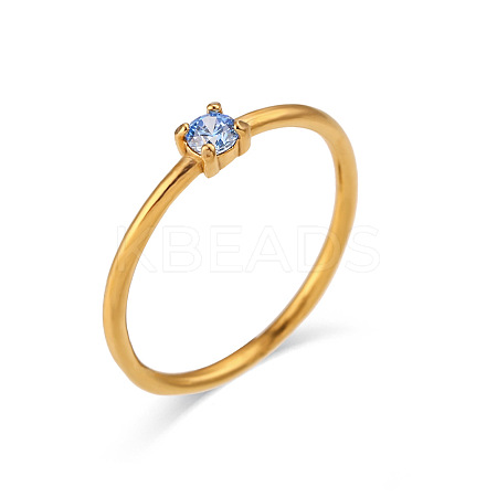 Flat Round 304 Stainless Steel Micro Pave Cubic Zirconia Finger Rings FS-WG2DA17-14-1