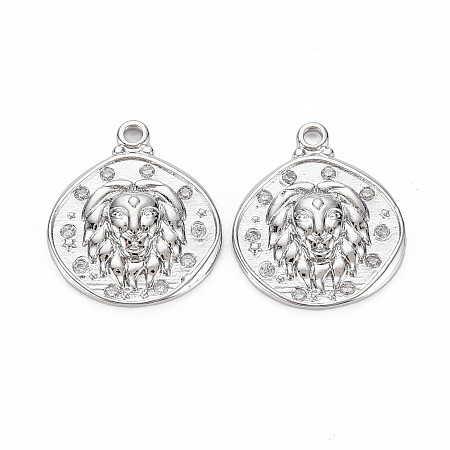 Brass Micro Pave Clear Cubic Zirconia Pendants KK-S356-766B-1