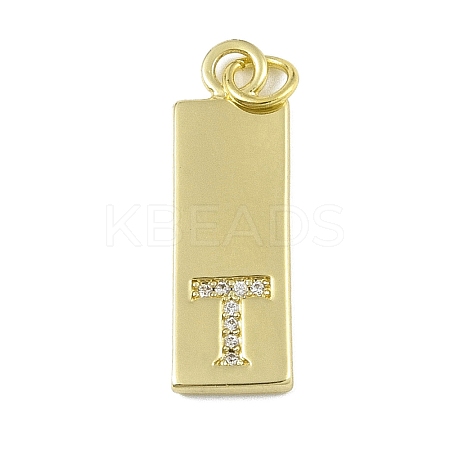 Brass Micro Pave Clear Cubic Zirconia Pendants KK-P266-06G-T-1