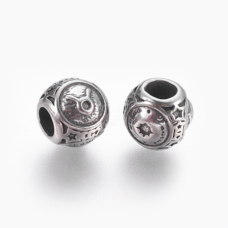 316 Surgical Stainless Steel European Beads STAS-P212-18P-04-1