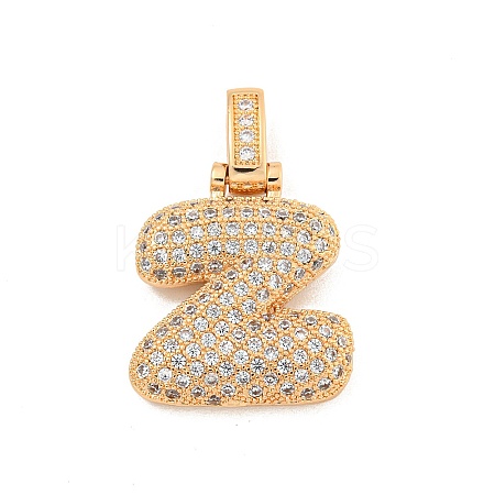 Brass Micro Pave Clear Cubic Zirconia Pendants KK-B099-01G-Z-1