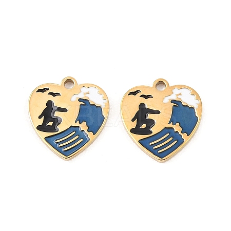 304 Stainless Steel Enamel Pendants STAS-Z188-07G-01-1