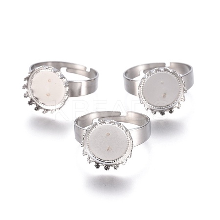 Non-Tarnish Adjustable 304 Stainless Steel Finger Rings Components LS-STAS-E474-50-1