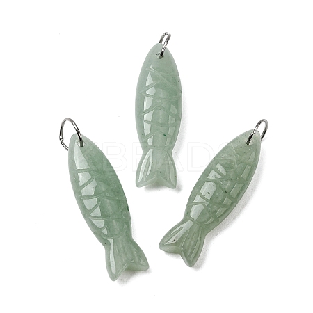 Natural Green Aventurine Carved Pendants G-G314-01P-03-1