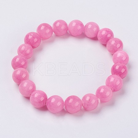 Natural Yellow Jade Beaded Stretch Bracelet BJEW-P209-08-6mm-1