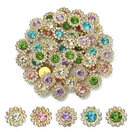 50Pcs 5 Colors Flower Sew on Rhinestone RGLA-YW0002-02-1