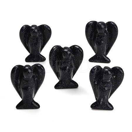 Synthetic Blue Goldstone Gemstone Carved Angle Figurines GG-CBA8396-A14-1