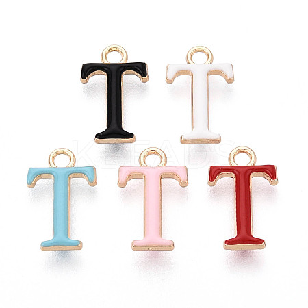 Rack Plating Alloy Enamel Pendants ENAM-T024-53T-G-1