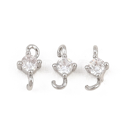 Brass Pave Clear Cubic Zirconia Flat Round Connector Charms KK-H538-21A-P-1