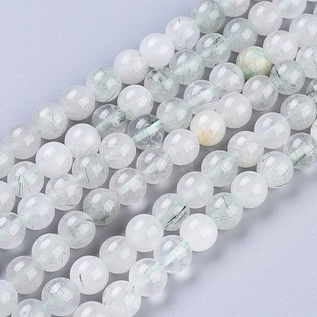 Natural Green Rutilated Quartz Beads Strands G-R475-013B-1