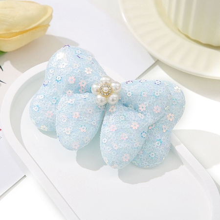 Sequin Decor Bowknot Alligator Hair Clips PW-WGB82C5-02-1