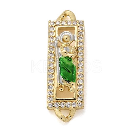 Brass Enamel Rectangle Saint Jude Connector Charms KK-M319-06G-01-1