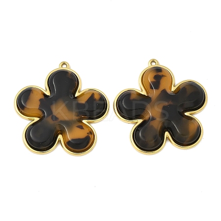 304 Stainless Steel Resin Pendants STAS-V015-52G-B-1