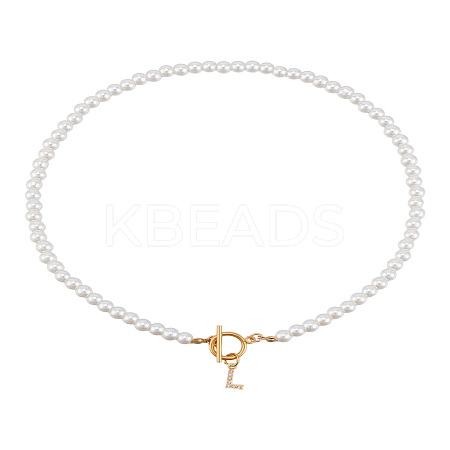 1Pc Brass Clear Cubic Zirconia Letter Pendant Necklaces NJEW-LP0001-32L-1