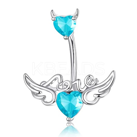 304 Stainless Steel Pave Cubic Zirconia Curved Barbell Belly Rings FS-WG6D7D2-11-1