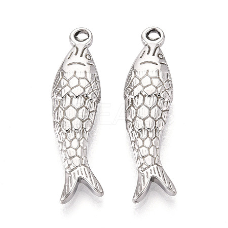 304 Stainless Steel Fish Pendants STAS-T069-14P-1