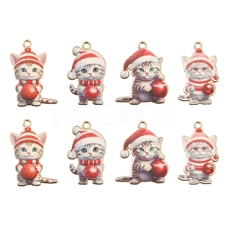 8Pcs 4 Styles Christmas Alloy Enamel Pendants FIND-YW0005-64-1