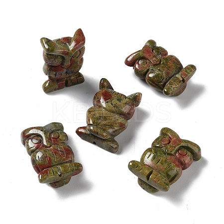 Natural Unakite Owl Healing Figurines DJEW-Z005-01B-1
