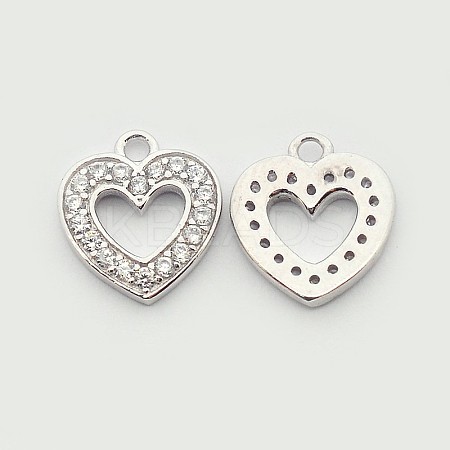 Brass Micro Pave Cubic Zirconia Heart Pendants ZIRC-N009-75P-1