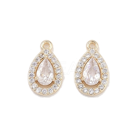 Brass Micro Pave Clear Cubic Zirconia Pendants KK-K351-41G-1