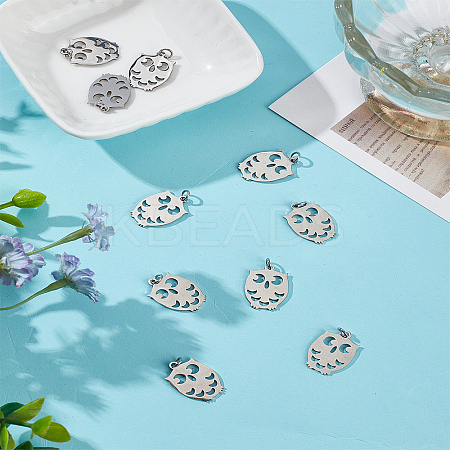 10Pcs 201 Stainless Steel Pendants STAS-LP0004-62-1