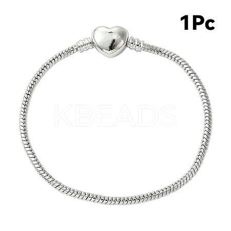 1Pc 3MM Brass European Style Round Snake Chain Bracelets for Jewelry Making BJEW-YW0001-14P-1