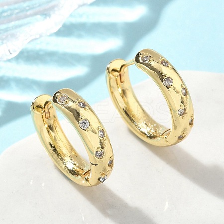 Brass Micro Pave Clear Cubic Zirconia Hoop Earrings EJEW-A132-17G-1