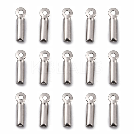 Tarnish Resistant 201 Stainless Steel Fold Over Crimp Cord Ends X-STAS-R055-07-1