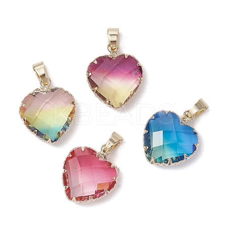 Gradient Color K9 Glass Imitation Tourmaline Pendants PALLOY-JF03453-1