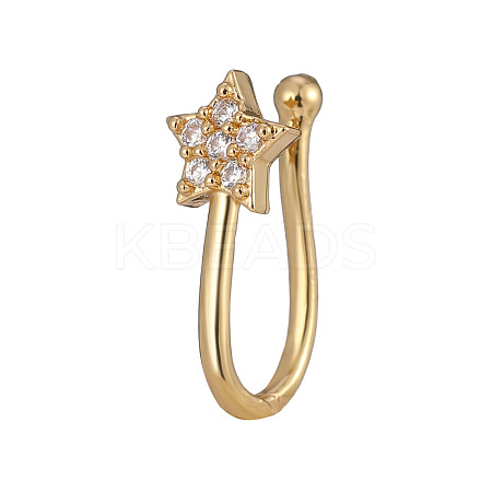 Brass Micro Pave Clear Cubic Zirconia Clip-on Nose Septum Rings WGE30AD-15-1