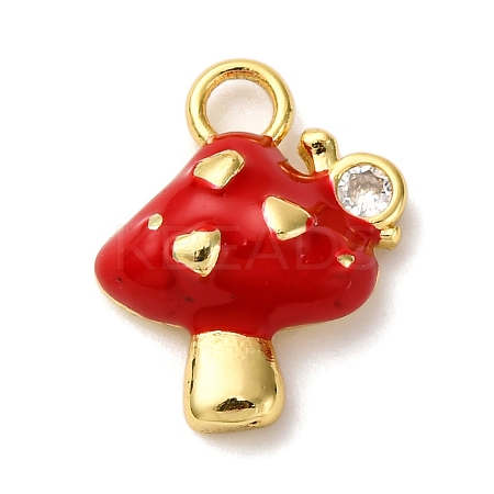 Brass Micro Pave Clear Cubic Zirconia Enamel Pendants KK-I276-26G-03-1