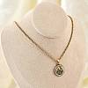 201 Stainless Steel Micro Pave Clear Cubic Zirconia Flat Round Pendant Box Chain Necklaces for Men NJEW-S387-03G-2