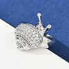 Brass Micro Pave Clear Cubic Zirconia Cuff Rings RJEW-P155-02P-3