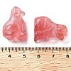Cherry Quartz Glass Carved Dog Figurines DJEW-L023-A05-3